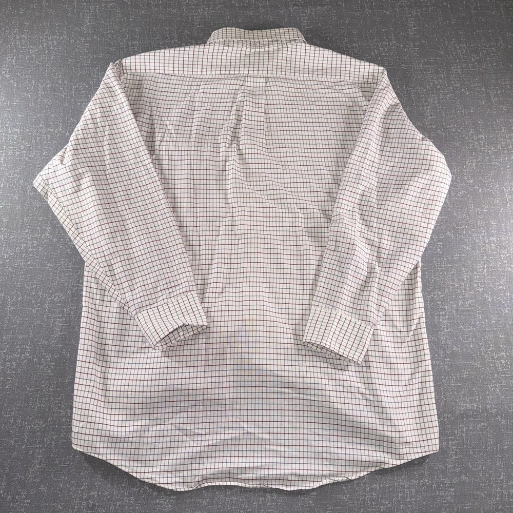 Vintage LL Bean Shirt Mens Large White Red Check Button Down Pocket USA 90s - Picture 9 of 10